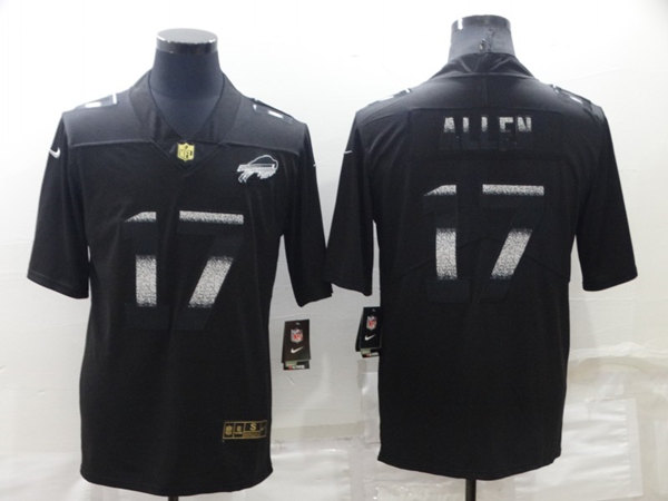 Men's Buffalo Bills #17 Josh Allen Black Shadow Stitched Jersey